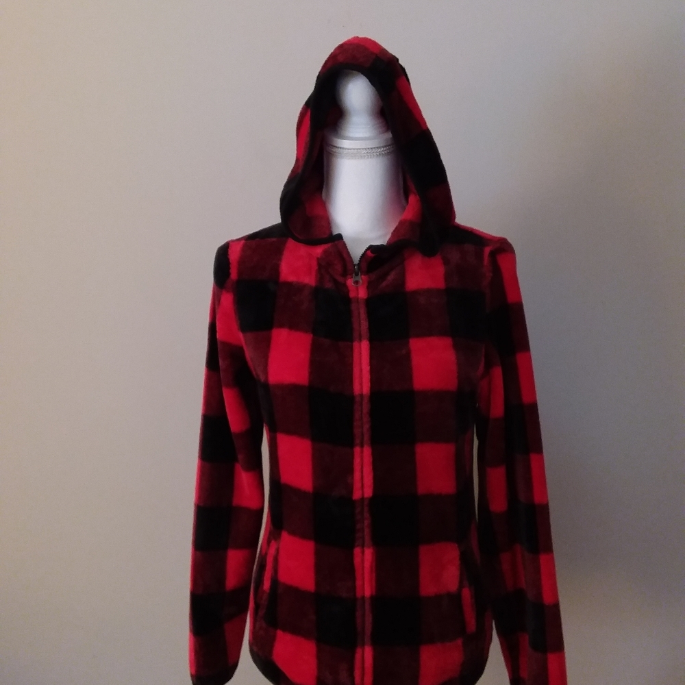 4/$20 No Boundaries Red/Black Plaid Hooded Jacket